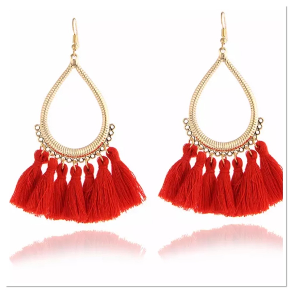 Red Tassel Earrings